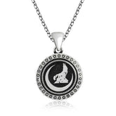 Silver Crescent Grey Wolf Necklace